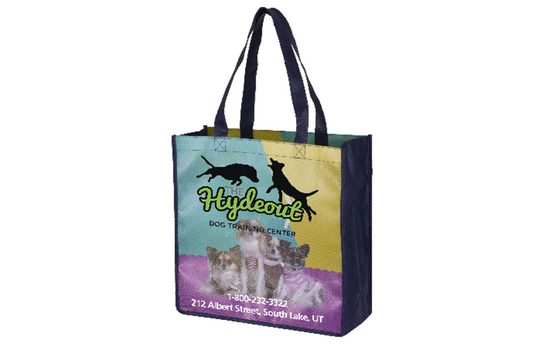 13” W x 13” H Full Color Import Air Ship Glossy Lamination Grocery Shopping Tote Bags